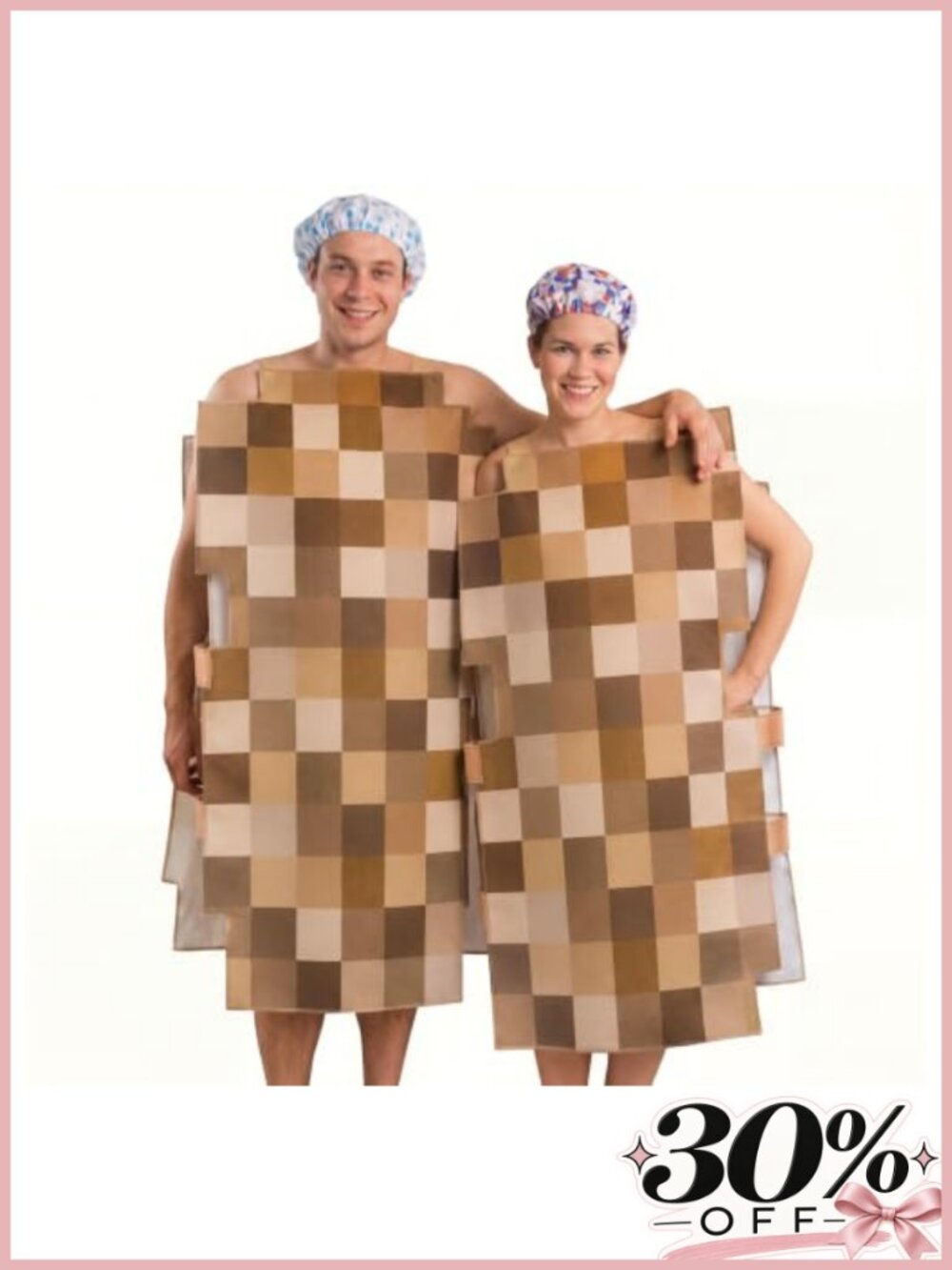 Adult Couple Halloween Mosaic Sponge Costume Set 2 Pcs Cosplay